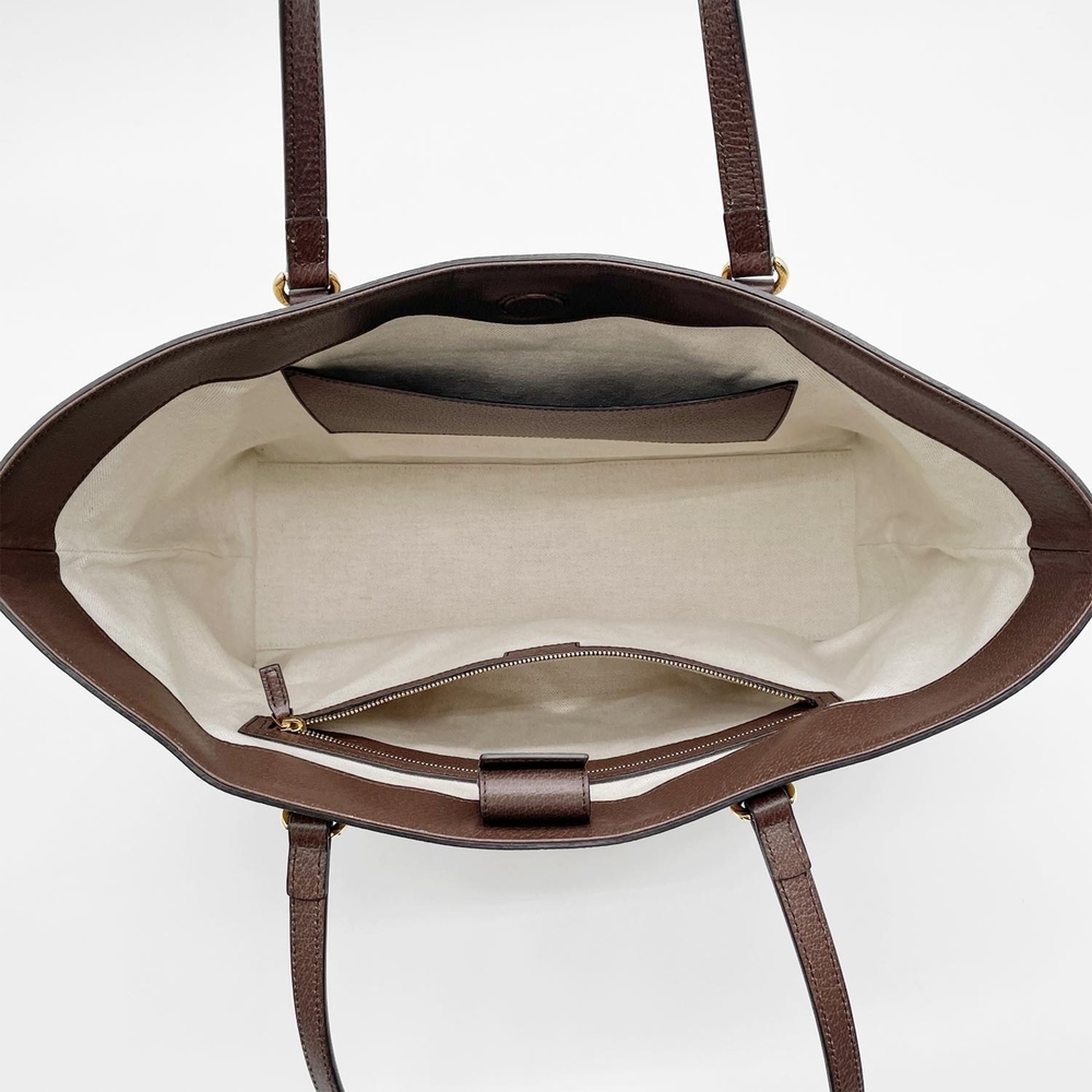 GUCCI Sherry Tote Bag, Canvas and Leather, Brown, Women's - Picture 7 of 10